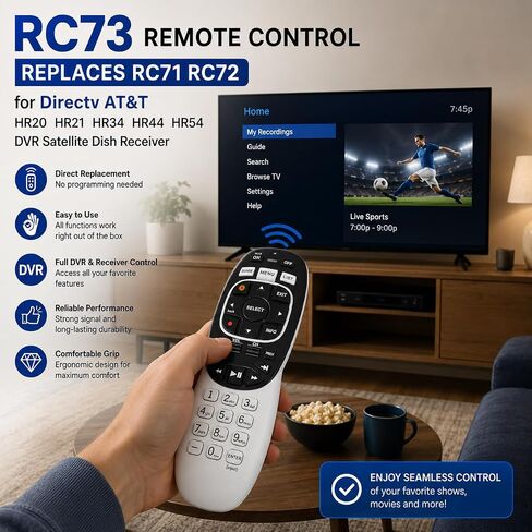 RC73 Remote Control Replaces RC71 RC72 for Directv AT&T HR20 HR21 HR34 HR44 HR54 DVR Satellite Dish Receiver in Kuwait