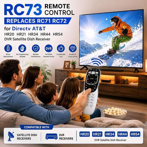 RC73 Remote Control Replaces RC71 RC72 for Directv AT&T HR20 HR21 HR34 HR44 HR54 DVR Satellite Dish Receiver in Kuwait