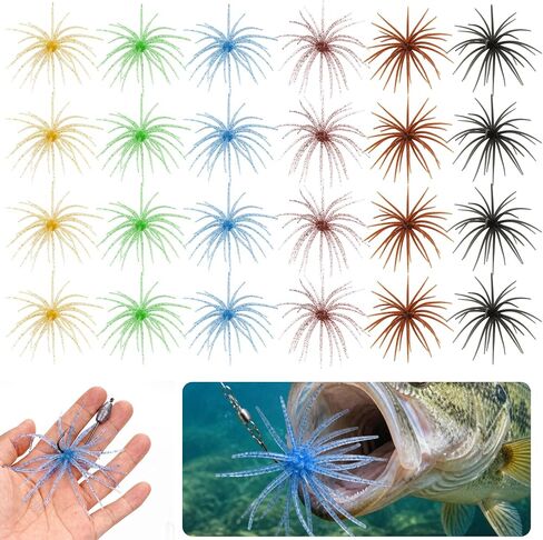24pcs Urchin Baits for Bass Fishing Soft Dice Fishing Lures for Freshwater in Kuwait