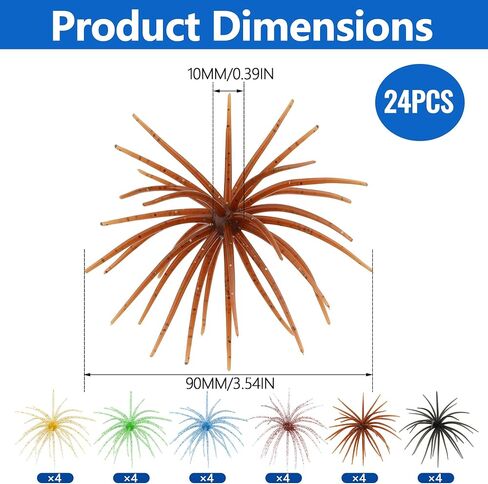 24pcs Urchin Baits for Bass Fishing Soft Dice Fishing Lures for Freshwater in Kuwait