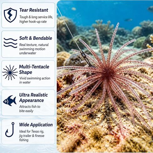 24pcs Urchin Baits for Bass Fishing Soft Dice Fishing Lures for Freshwater in Kuwait