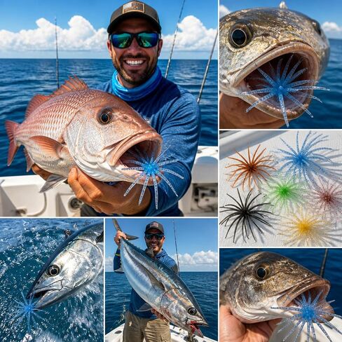 24pcs Urchin Baits for Bass Fishing Soft Dice Fishing Lures for Freshwater in Kuwait