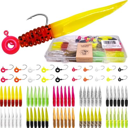 Crappie Jig Heads Lures Soft Baits Kit with Scent Holder, 80 Pcs in Saudi Arabia