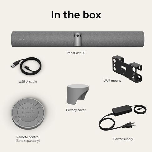 Jabra PanaCast 50 – Intelligent 180° Panoramic-4K Meeting Room Video Camera – Inclusive Video Conferencing Camera with Full Room Coverage, Easy to Set-Up Wide Angle Webcam with Microphones - Grey in Kuwait