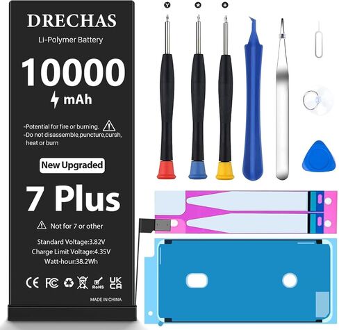 [10000mAh]Battery for iPhone 7 Plus, 2026 New Upgraded High Capacity 0 Cycle Li-Polymer Replacement Battery for iPhone 7 Plus Models A1661, A1784, A1785 with Complete Professional Repair Tool Kit in Kuwait