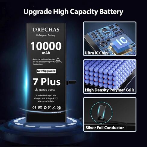 [10000mAh]Battery for iPhone 7 Plus, 2026 New Upgraded High Capacity 0 Cycle Li-Polymer Replacement Battery for iPhone 7 Plus Models A1661, A1784, A1785 with Complete Professional Repair Tool Kit in Kuwait