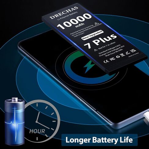 [10000mAh]Battery for iPhone 7 Plus, 2026 New Upgraded High Capacity 0 Cycle Li-Polymer Replacement Battery for iPhone 7 Plus Models A1661, A1784, A1785 with Complete Professional Repair Tool Kit in Kuwait