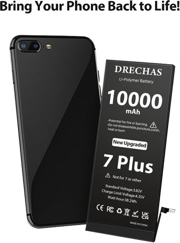 [10000mAh]Battery for iPhone 7 Plus, 2026 New Upgraded High Capacity 0 Cycle Li-Polymer Replacement Battery for iPhone 7 Plus Models A1661, A1784, A1785 with Complete Professional Repair Tool Kit in Kuwait