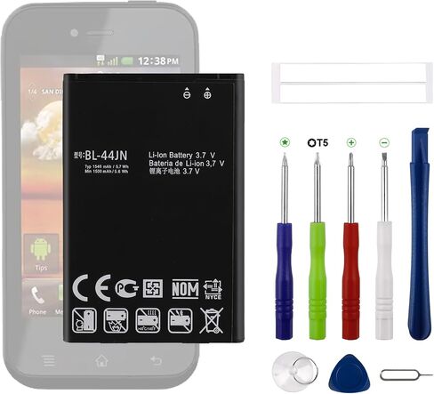 New BL-44JN Battery Replacement for LG Optimus Zone E400 Optimus L3 E400 L5 E612 EAC61679601 with Tools in Kuwait