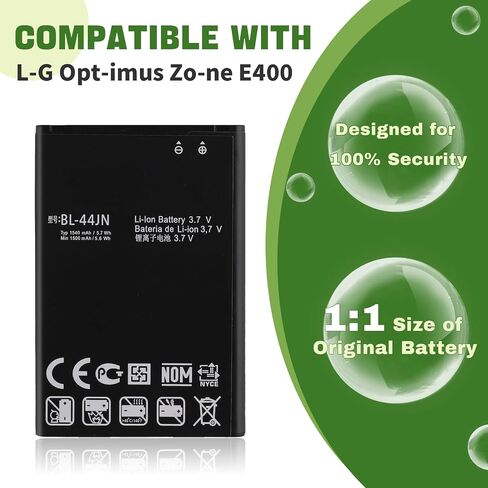 New BL-44JN Battery Replacement for LG Optimus Zone E400 Optimus L3 E400 L5 E612 EAC61679601 with Tools in Kuwait