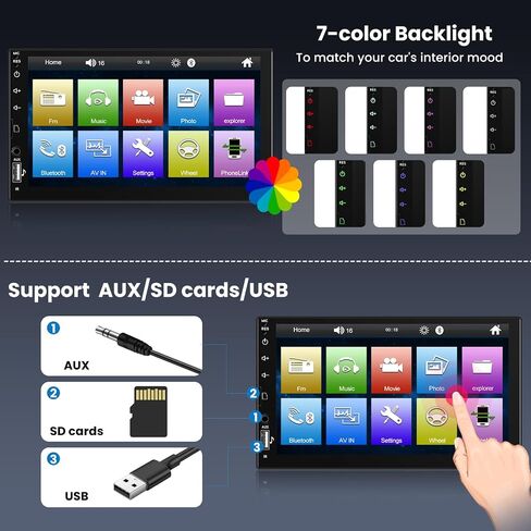 [Upgrade] Single Din HD Touch Screen Car Stereo with Bluetooth in Kuwait
