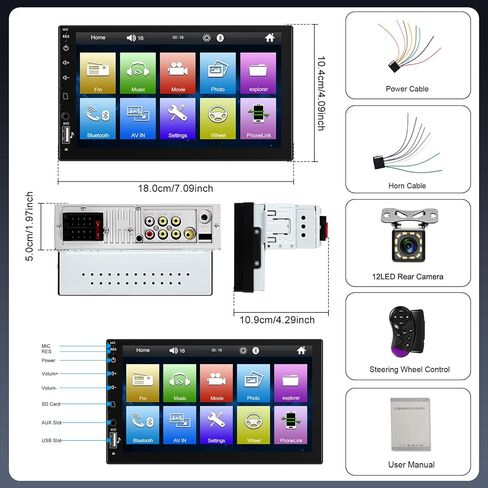 [Upgrade] Single Din HD Touch Screen Car Stereo with Bluetooth in Kuwait