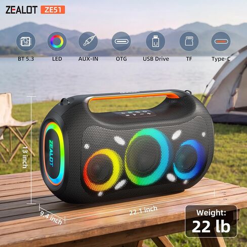 Upgrade 350W Max Loud Portable Party Speaker with Built-in Lights,OTG,APP,Dual Pairing,XBass,48000mAh, Dynamic Light Show that syncs to the beat, Ideal for Beach, Pool, Boat and Outdoor Par in Kuwait