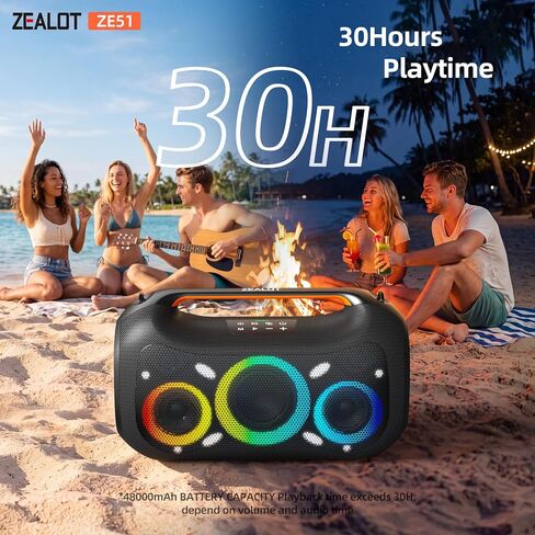 Upgrade 350W Max Loud Portable Party Speaker with Built-in Lights,OTG,APP,Dual Pairing,XBass,48000mAh, Dynamic Light Show that syncs to the beat, Ideal for Beach, Pool, Boat and Outdoor Par in Kuwait