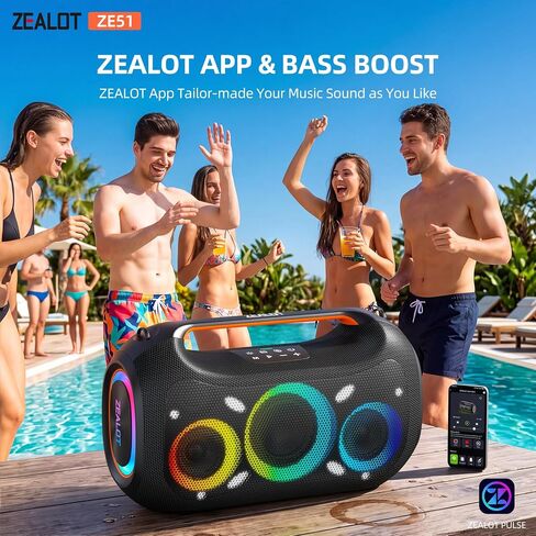 Upgrade 350W Max Loud Portable Party Speaker with Built-in Lights,OTG,APP,Dual Pairing,XBass,48000mAh, Dynamic Light Show that syncs to the beat, Ideal for Beach, Pool, Boat and Outdoor Par in Kuwait