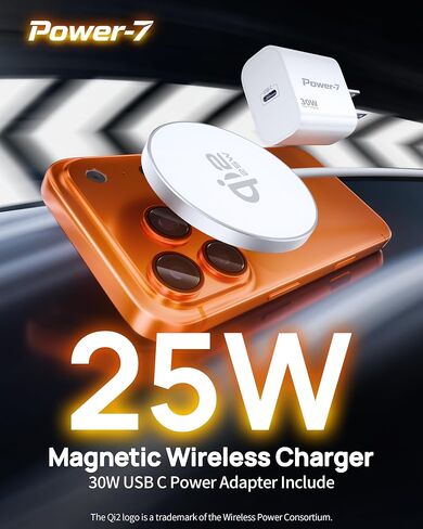 for MagSafe Charger,25W Qi2 6FT Magnetic Wireless Charger Fast Charging Pad in Kuwait