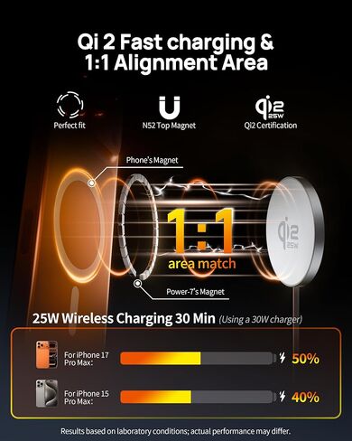 for MagSafe Charger,25W Qi2 6FT Magnetic Wireless Charger Fast Charging Pad in Kuwait