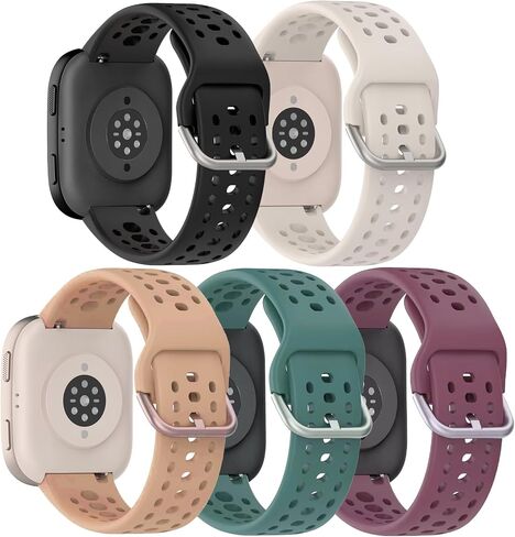 5Pack Silicone Watch Band for Amazfit Bip 6/ Bip 5, Soft Sport Breathable Replacement Wristband Strap for Amazfit Active Max/Bip Max/GTR 4/3 Pro/3/2/2e/47mm Men Women in Saudi Arabia