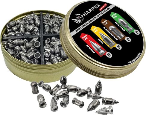 Harpex Combo Pack 4 .22 Cal Airgun Pellets – Variety Pack with Aquiles, Zeus, Pro Hunter X & Quantum – Heavy & Pointed Pellets for Maximum Impact & Deep Penetration – Precision Performance – 200 Count in Kuwait