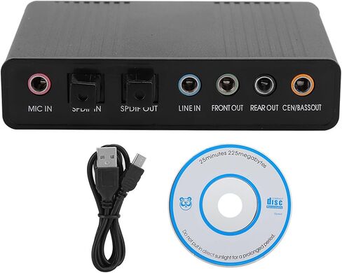 DM HD10 USB 5.1 External Sound Card, Aluminum Alloy Audio Adapter, Supports SPDIF Optical in Out, 6 Channel Analog Output, for Karaoke, Recording, Gaming, PC Laptop Desktop in Saudi Arabia