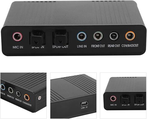 DM HD10 USB 5.1 External Sound Card, Aluminum Alloy Audio Adapter, Supports SPDIF Optical in Out, 6 Channel Analog Output, for Karaoke, Recording, Gaming, PC Laptop Desktop in Saudi Arabia