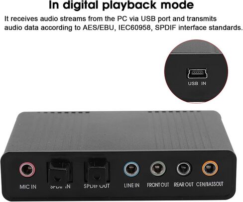 DM HD10 USB 5.1 External Sound Card, Aluminum Alloy Audio Adapter, Supports SPDIF Optical in Out, 6 Channel Analog Output, for Karaoke, Recording, Gaming, PC Laptop Desktop in Saudi Arabia