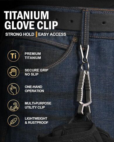 VIPERADE VAT3 Titanium Glove Clip for Belt & Backpack, Heavy Duty Work Glove Holder with Serrated Jaws, Tactical EDC Utility Gear Clip for Gloves, Towels, Hats & Outdoor Equipment in Kuwait