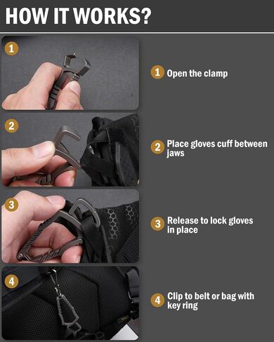 VIPERADE VAT3 Titanium Glove Clip for Belt & Backpack, Heavy Duty Work Glove Holder with Serrated Jaws, Tactical EDC Utility Gear Clip for Gloves, Towels, Hats & Outdoor Equipment in Kuwait