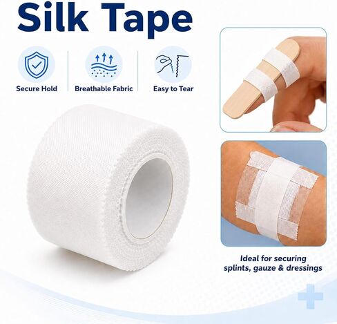 Silk Like Medical Tape, Woven Cloth, 1 in x 10 yd, 4 Rolls in Kuwait
