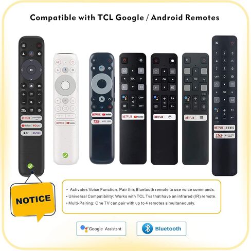 Smart Remote Compatbile with TCL Remote Control Replacement, Voice Control, New Upgraded RC802V Universal for TCL TV remotes, Google, Android Smart TVs, Control para remoto in Saudi Arabia