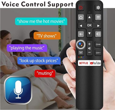 Smart Remote Compatbile with TCL Remote Control Replacement, Voice Control, New Upgraded RC802V Universal for TCL TV remotes, Google, Android Smart TVs, Control para remoto in Saudi Arabia