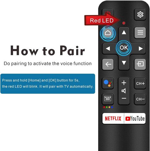Smart Remote Compatbile with TCL Remote Control Replacement, Voice Control, New Upgraded RC802V Universal for TCL TV remotes, Google, Android Smart TVs, Control para remoto in Saudi Arabia