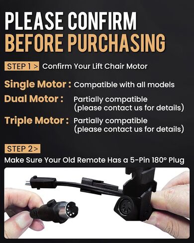 ZK1200-HC ZK1200-HC-1 2-Button 5-Pin Lift Chair Recliner Remote, Compatible with Golden and Ultra Comfort Lift Chairs | Okin or Limoss Motors, 180° 5-Pin Plug, Backlight, USB Port, 1-Year Warr-anty in Saudi Arabia