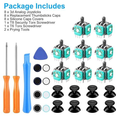 DAGIJIRD Controller 3D Joystick Parts Analog Thumbsticks Caps with Repair Tools Kit for Xbox One, Set of 28 in Kuwait
