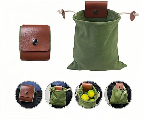 Foldable Waxed Canvas Foraging Bag - Hands Free Waist Pack for Hiking, Camping & Berry Picking, Waterproof Tactical Hip Pouch ，Mushroom Picking(Army Green),8.94X8.66IN (Pack of 2) in Saudi Arabia