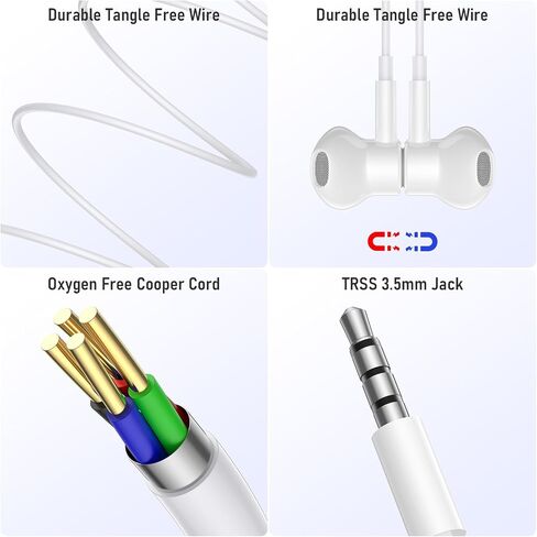 3.5mm Earbuds Magnetic in-Ear Noise Isolation Headphones with Microphone in Kuwait