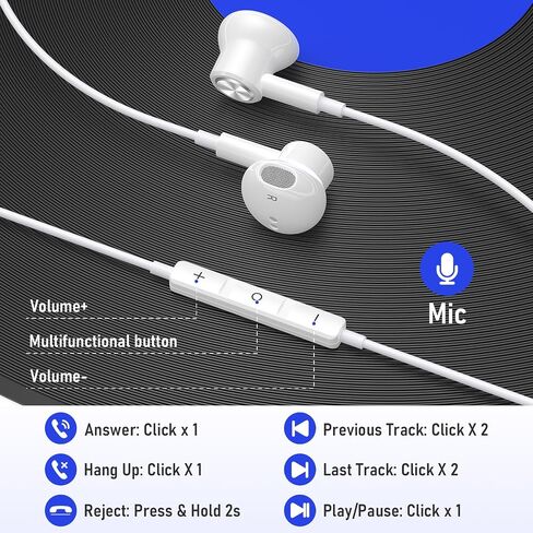 3.5mm Earbuds Magnetic in-Ear Noise Isolation Headphones with Microphone in Kuwait