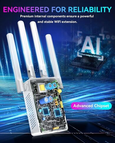 2026 New WiFi Extender Internet Booster, Long Range up to 18ksq.ft, Wireless Internet Repeater Routers Signal Amplifier Signal Booster for Home, 15X Speed Access Point Ethernet Port in Kuwait