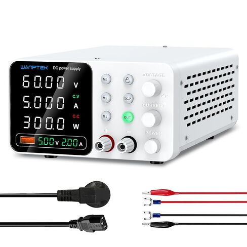 WANPTEK DC Power Supply Variable 0–60V 0–5A, Adjustable Switching Regulated Bench Power Supply with Memory Preset, Lock Key, OCP Protection, USB Fast Charging for Laboratory/Electronic Repair in Saudi Arabia
