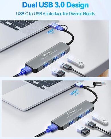 USB Hub Extrended Multiple Port USB 3.0 Hub with 5Gbps High Speed Data Transfer, Compatible with Window Mac Laptop Desktop iMac Surface Flash Drive HDD in Saudi Arabia