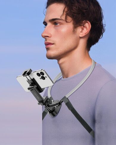 Neck Phone Holder for Recording - POV/Vlog Phone Holder, Hands Free Selfie Neck Phone Mount Chest Video Filming for iPhone 16 15 14 13 Android Phones GoPro DJI, 𝐍𝐎 Magnetic Version in Kuwait