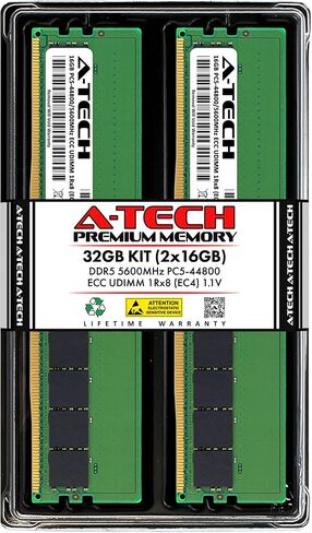 A-Tech 32GB Kit (2x16GB) RAM for ASUS ExpertCenter E500 G9, E500A Workstation | DDR5 5600MHz PC5-44800 ECC UDIMM 1Rx8 EC4 1.1V 288-Pin ECC Unbuffered DIMM Memory Upgrade in Kuwait