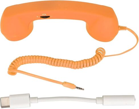 Retro Telephone Handset, Telephone Handset for Cellphone Retro Phone Handset with 3.5mm Jack Mobile Phone Receiver Old Telephone Headset Handheld Receiver for Cell Phone(Orange) in Kuwait