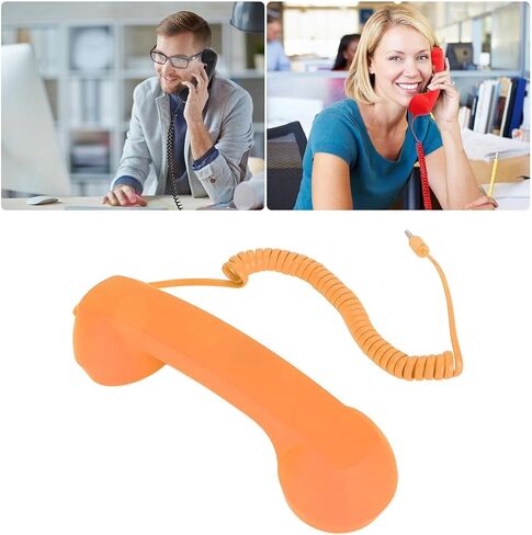 Retro Telephone Handset, Telephone Handset for Cellphone Retro Phone Handset with 3.5mm Jack Mobile Phone Receiver Old Telephone Headset Handheld Receiver for Cell Phone(Orange) in Kuwait