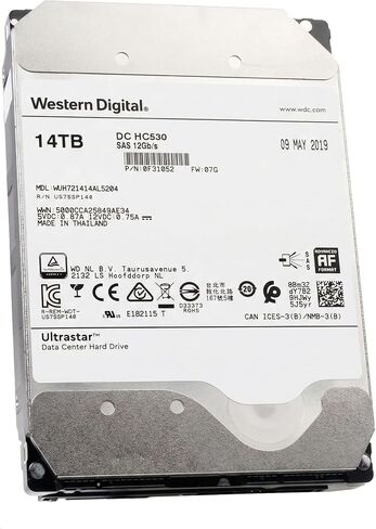 HGST/WD WUH721414AL5204 3.5" 14TB SAS 12Gb/s 7.2K 512M 0F31052 512e SE (He14) HDD (Renewed) in Kuwait