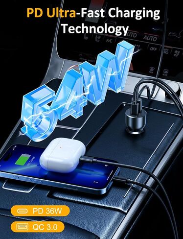 Bluetooth Car Adapter 3 in 1 FM Transmitter Car Radio Bluetooth Transmitter with Phone Holder, PD 54W Fast Charging, Strong Microphone, HiFi Bass Sound, Hands-Free Call, Support USB/TF Drive in Kuwait
