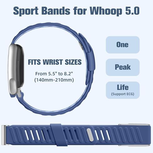Getino Sport Band Compatible with Whoop 5.0 Bands One, Peak and Life/MG, Breathable Waterproof Silicone Adjustable Replacement Accessories Strap for Whoop Band 5.0 Fitness Activity Tracker, NavyBlue in Saudi Arabia