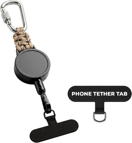 Anti Theft Retractable Steel Phone Lanyard with Carabiner & 360° Tether Tab For Skiing, Hiking, Fishing, Travel. in Saudi Arabia