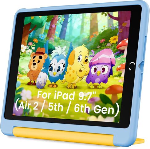 INFILAND Kids Case for iPad 6th/5th Generation (2018/2017), iPad Air 2 (9.7 Inch), Durable Soft Shockproof Stand Protective Cute Cover with Handle (Pink-Purple) in Saudi Arabia