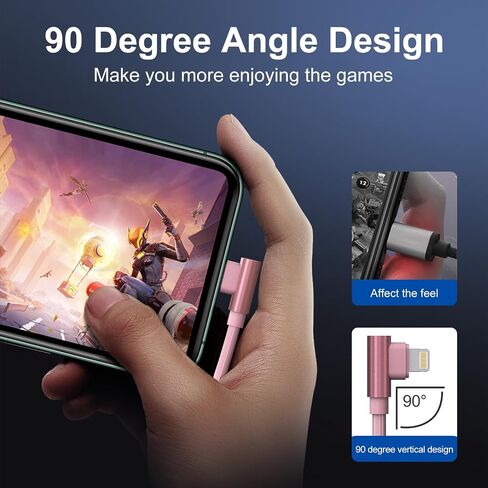Pink Car Charger Cable for Apple CarPlay - 90 Degree Coiled Lightning Cable with 480Mbps Data, 2.4A Fast Charge USB C to Lightning Retractable iPhone Charging Cord for iPhone14/13/12/11 Pro Max/iPad in Saudi Arabia
